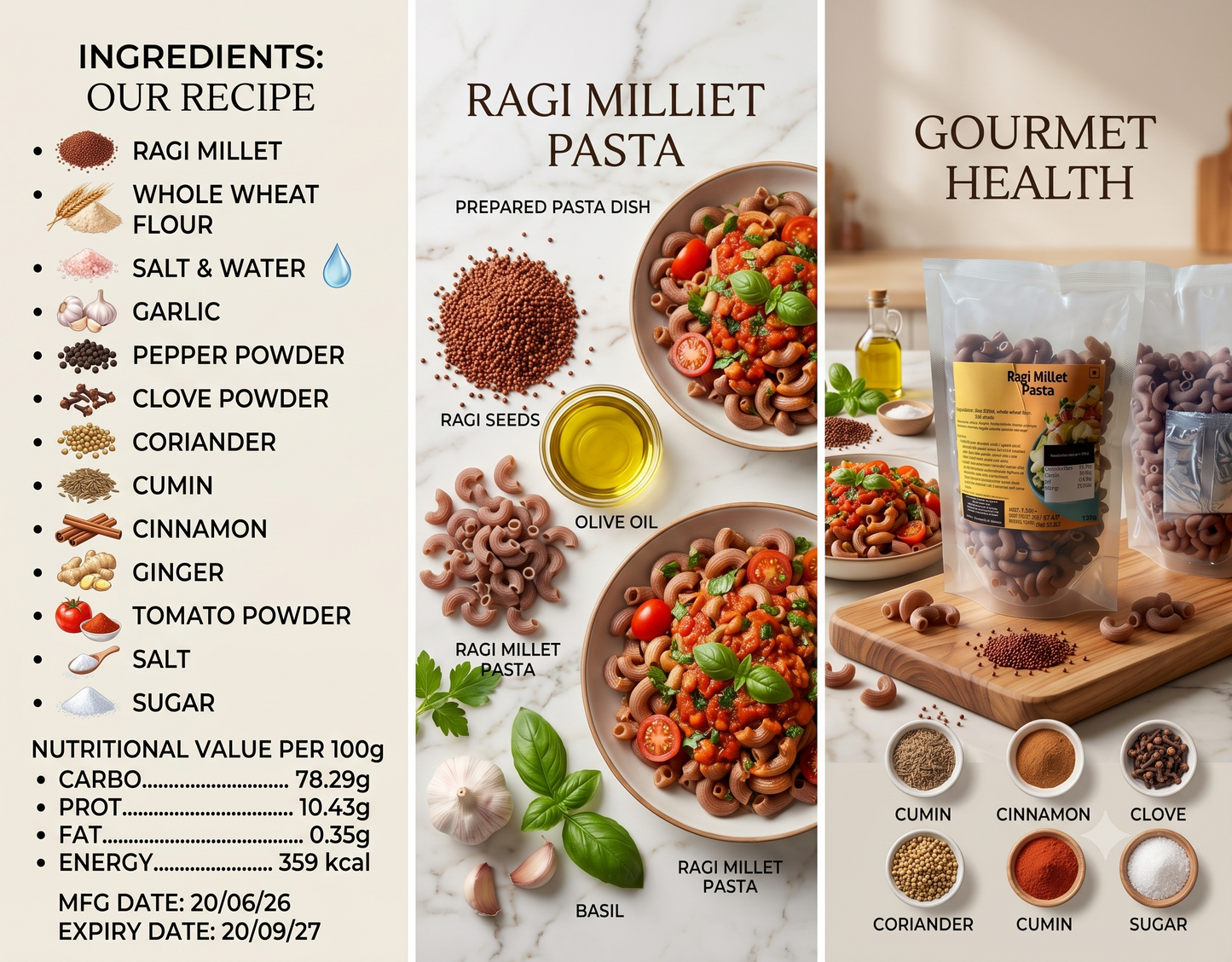 Ragi Millet Pasta (175g)